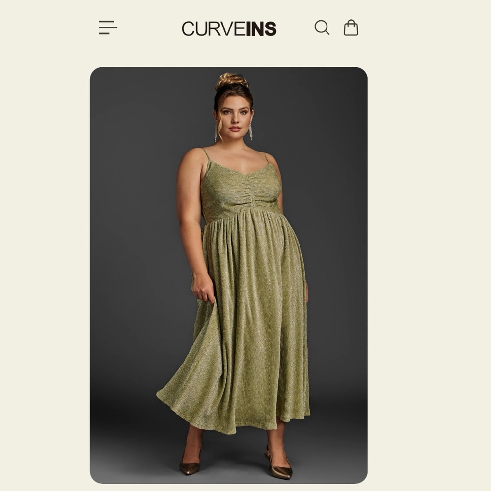 Curveins Plus Size V-Neck Ruched Sleeveless Dress - NWT 18-20/XXL